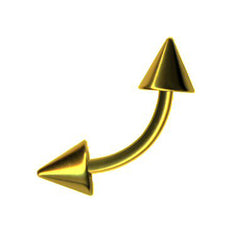 Gebogene Piercing Hantel Barbell im Goldfarben mit Spitzen