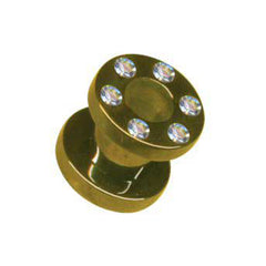 Flesh Tunnel Piercing Ohr Plug Strass Goldfarben C316L - Cristal-Jewelry