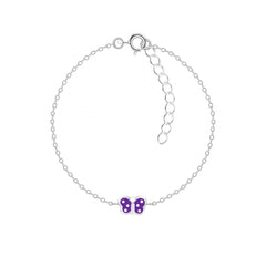 Kinder Mädchen Armband aus 925er Silber lila Schmetterling mit Punkten