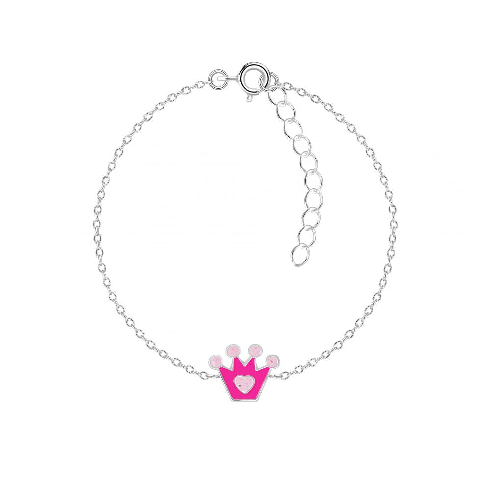 Kinder Mädchen Armband mit Glitter Krone 925er Silber - Cristal-Jewelry