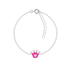 Kinder Mädchen Armband mit Glitter Krone 925er Silber - Cristal-Jewelry