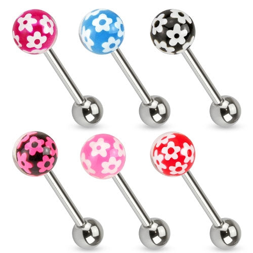Zungenpiercing Zungenstecker Blume Kugel Acryl