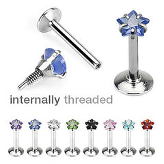 Labret Piercing Lippenpiercing Strass Stern Innengewinde