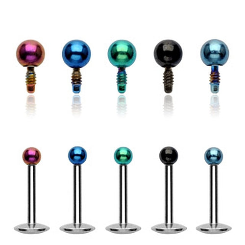Lippenpiercing Titan PVD Kugel Innengewinde
