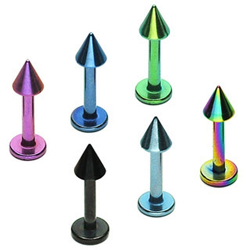 Labret Piercing aus Titan PVD Spitze Spike Lippenpiercing