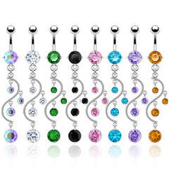 Bauchnabelpiercing Silber Style PVD Zirkonia Anhänger Navel