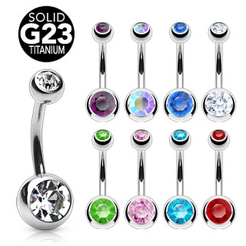 Bauchnabelpiercing Titan Double Zirkonia Kristall Gem Navel