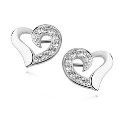 Ohrstecker geschwungenes Herz Zirkonia Steinchen aus 925er Silber Damen Mädchen Ohrschmuck