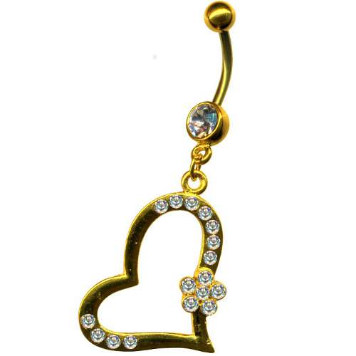 Bauchnabelpiercing Goldfarben Herz Anhänger C316L