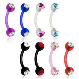Augenbrauen Piercing Barbell mit Strass Steinchen flexibel