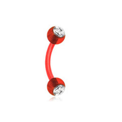 Augenbrauen Piercing Barbell mit Strass Steinchen flexibel