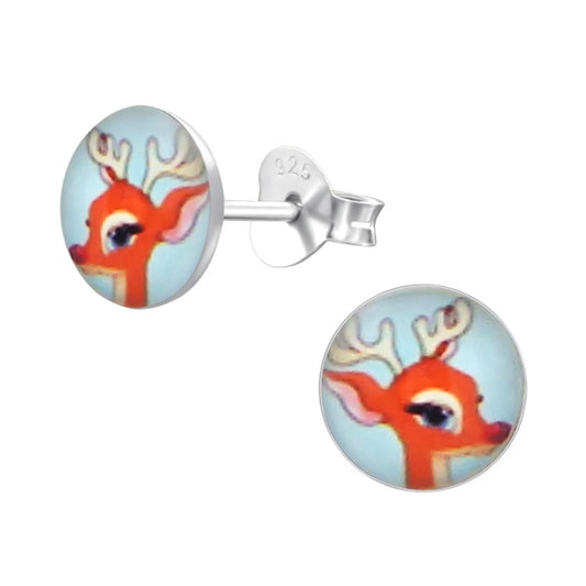 Mädchen Kinder Ohrstecker Hirsch 925er Silber