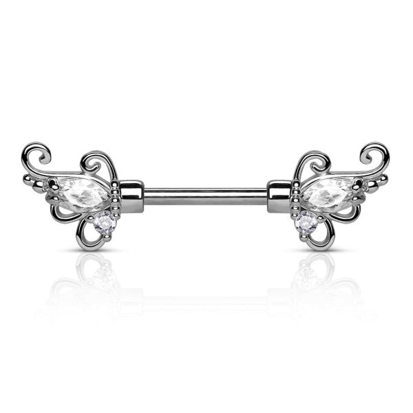 Brustpiercing Brustwarzenpiercing Nippel Shield Tribal Zirkonia Kristall Stein Flügel Blume - Cristal-Jewelry