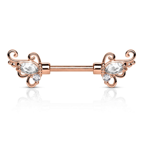 Brustpiercing Brustwarzenpiercing Nippel Shield Tribal Zirkonia Kristall Stein Flügel Blume - Cristal-Jewelry