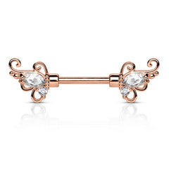 Brustpiercing Brustwarzenpiercing Nippel Shield Tribal Zirkonia Kristall Stein Flügel Blume - Cristal-Jewelry