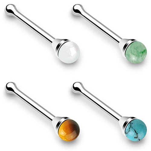 Nasenpiercing aus 925er Silber mit Naturstein Optik 
