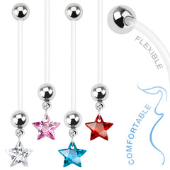 Bauchnabelpiercing für Schwangerschaft aus PTFE  Kristall Stern