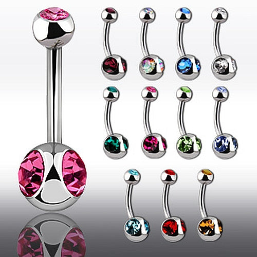 Bauchnabelpiercing mit Kristallsteinen aus C316L Chirurgenstahl